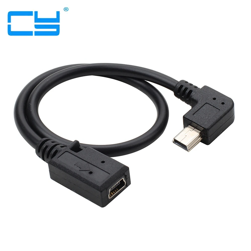 Mini USB 2.0 5Pin GPS Up &DO & Left & Right Stecker auf Buchse Verlängerungskabel für Fahrtenschreiber 25CM Schwarz