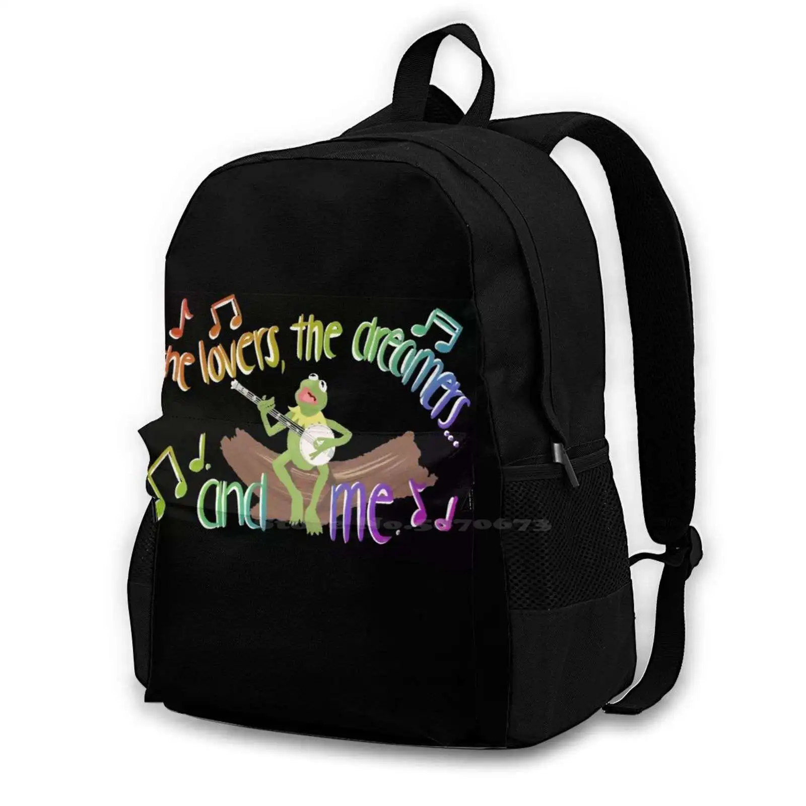 Rainbows Teen College Student Backpack Pattern Design Bags Kermit The Frog Rainbow Connection Jim Henson