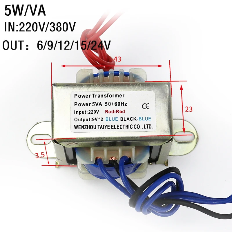 5W Power transformer matched power Transformer Output Voltage copper core Input 220V 380V single/Dual Audio Transformer