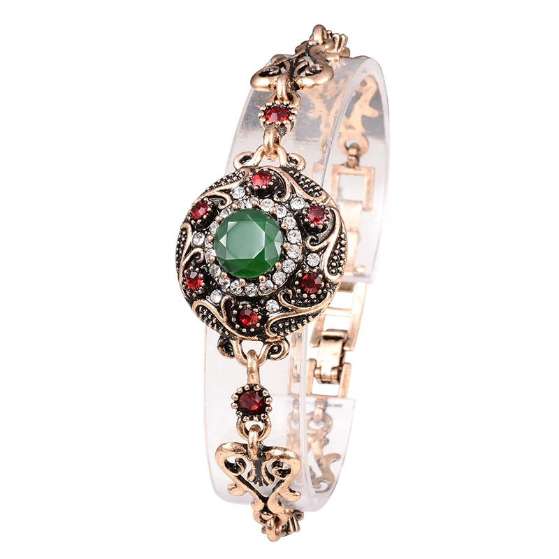 Unique Ethnic Bohemian Retro Gold Color Bracelet Femme Mosaic AAA Crystal Rhinestone Braslet African Bracelet Charms Accessories