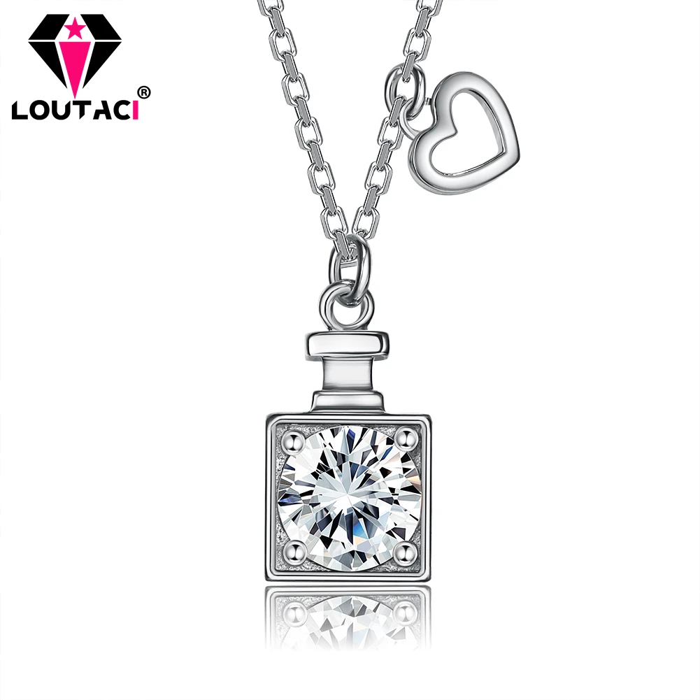 Factory Outlet S925 Pure Silver Fashion Perfume Bottle Necklace Round White Platinum Plating