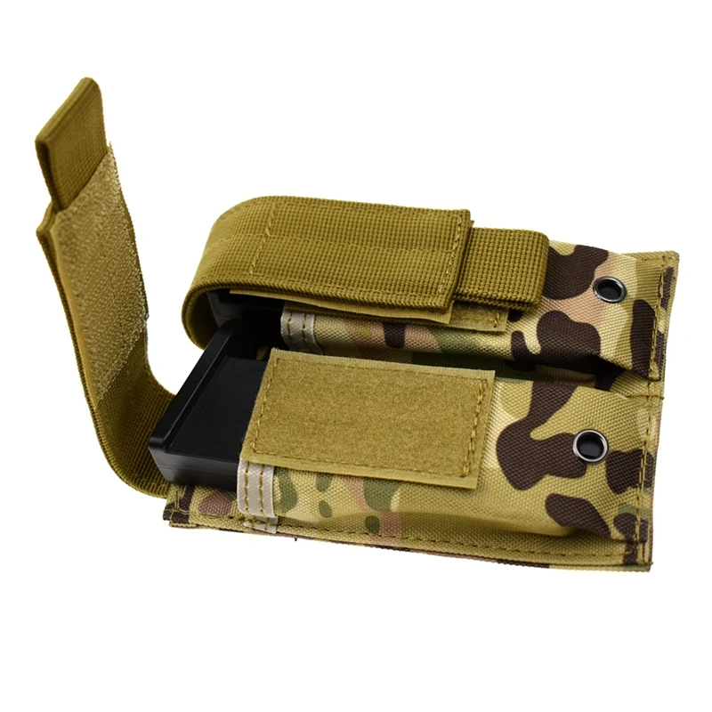 Double Pistol Mag Pouch Molle Tactical 9mm Magazine Pouch Belt Dual Mag Bag Flashlight Holder Holster Hunting Pocket Accessories