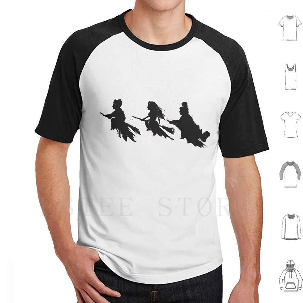 Think Sanderson Sisters T Shirt DIY Big Size 100% Cotton Halloween Witches Flying Scary Creepy Sanderson Sisters October Black