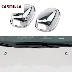 Carmilla 2Pcs/Set ABS Chrome Car Water Spray Wiper Nozzle Cover Decorative Sequins Sticker for Peugeot 2008 2014-2019