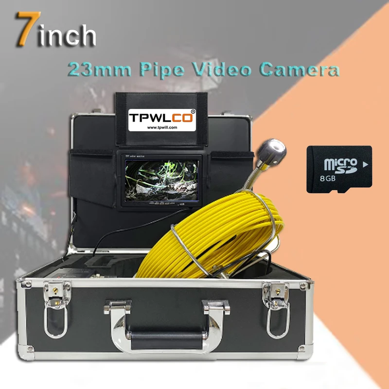 

4500mA Battery Sewer Camera Video Pipe Inspection 7inch 720P Monitor 23mm Waterproof Professional Camera 20-50m DVR Recorder