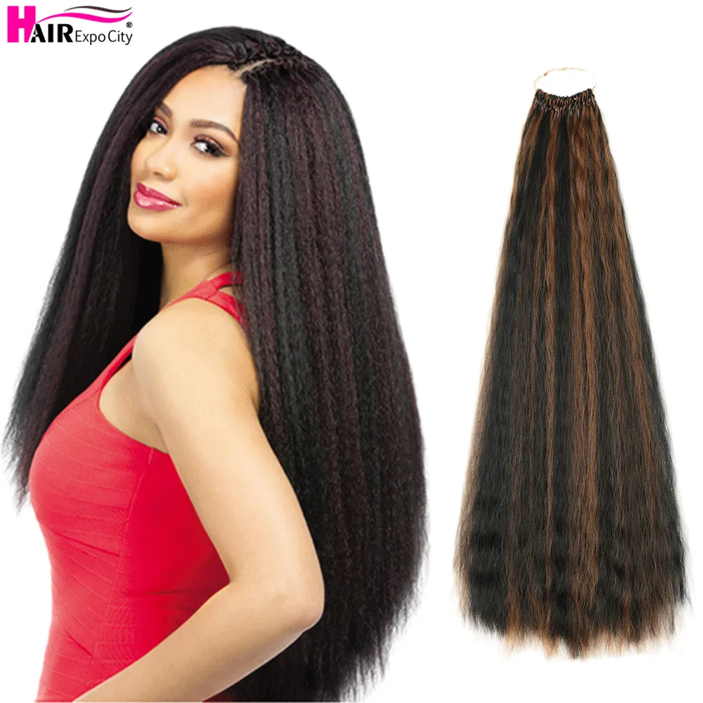 20 Inch Kinky Straight Crochet Hair Pre Looped Natural Synthetic Braid Hair Ombre Braiding Hair Extensions Hair Expo City