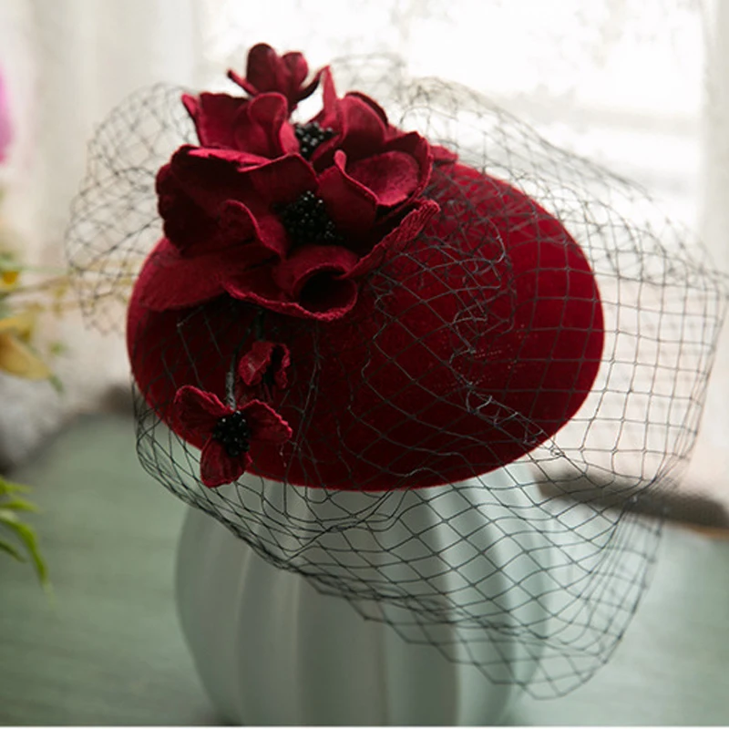 New Elegant Ladies Cocktail Fascinator Hat Flower Decoration Wedding Party Small Bridal Hats Photo Accessories
