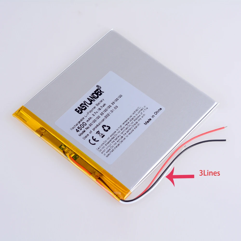 3Wires 30100100 308696 3.7V 4500mah Lithium Polymer Battery Prestigio Grace 7788 4G  Prestige 4g  The Tablet