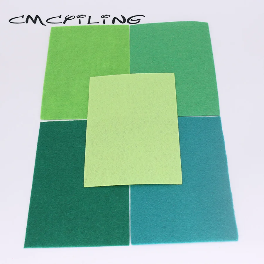 CMCYILING Green Felt Sheets 1 MM Thicknes, Non-Woven Fabric, Polyester Cloth For DIY Sewing Crafts Scrapbook 40 Pcs/Lot 10*15cm