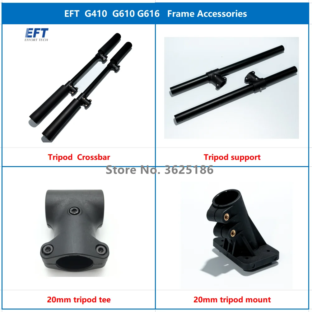 

EFT 20mm 340 350mm 400mm 460mm 600mm ribbed landing gear aluminum tube crossbar stay for G410 G610 G616 agricultural drone frame