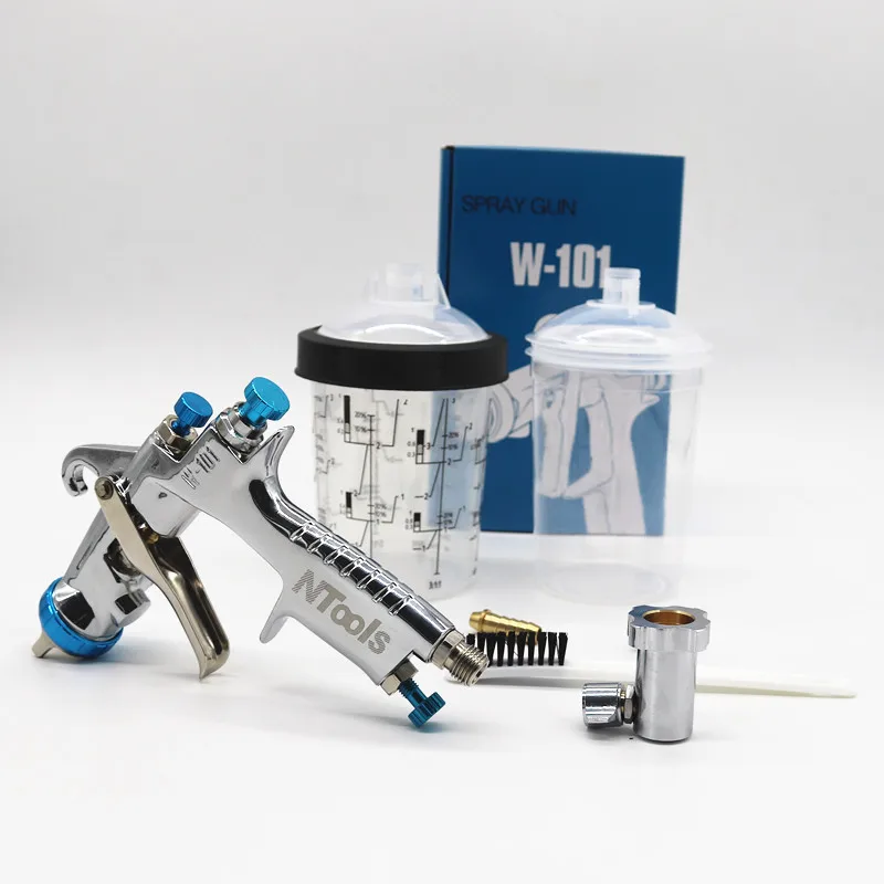 W101 Spray Gun With Adapter And Mix Cup HVLP Paint Gun Air Spray Gun With Quick-Connect Wash-Free Tank Paint  Mixing Cup