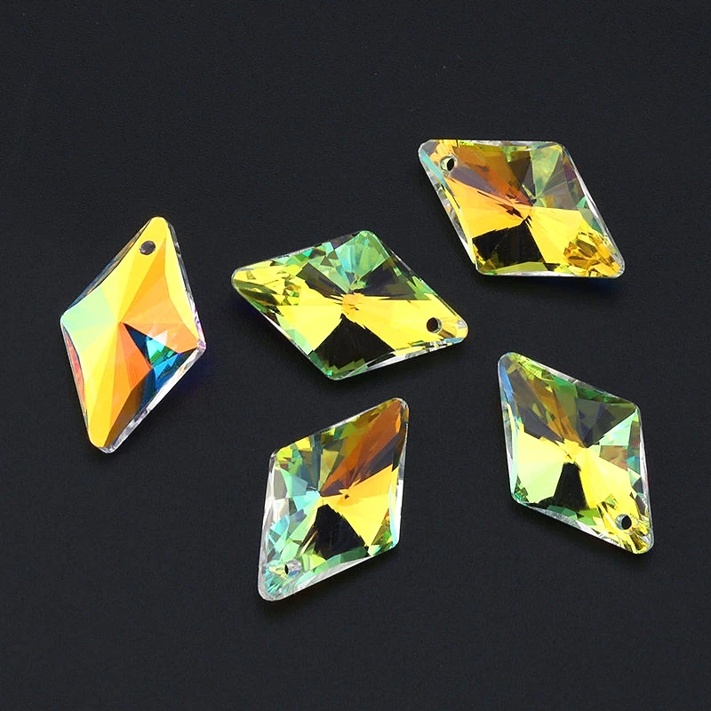 

12pcs 6320 Rhombus Pendant Glass Bead Crystal Charms Rhinestone Fancy Stones for jewelry making Earring Necklace DIY jewelry