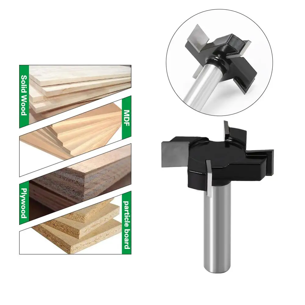 1Pc 1/2 "12Mm Vít 4 Cạnh T Loại Làm Khe Cắt Dụng Cụ Làm Rau Cau Router Bit Cho Gỗ Công Nghiệp cấp Xay Cắt Làm Khe