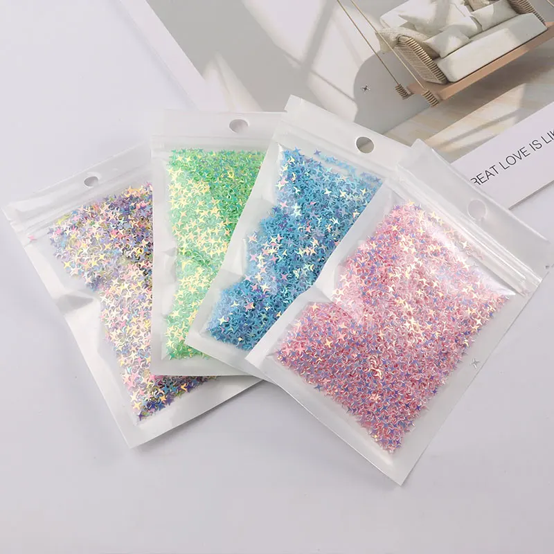 2400Pcs(10g) Size 4mm 4 Horns Star Shape PVC Loose Sequins Paillettes for Nails Art,wedding decoration confetti,Star Nail Sequin