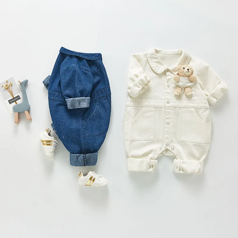 MILANCEL Spring Baby Clothing Rompers Denim Jumpsuit One Piece Outerwear