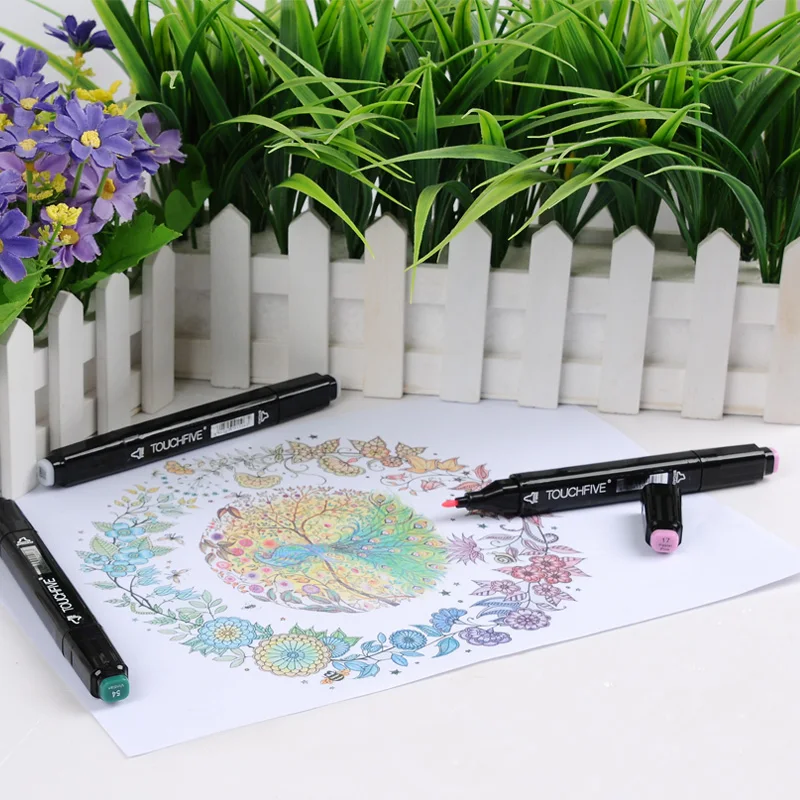 TOUCHFIVE 80 Color Markers Manga Markers Pen Alcohol Based Sketch Felt-Tip Oily Twin Brush Pen Student Art Drawing pen