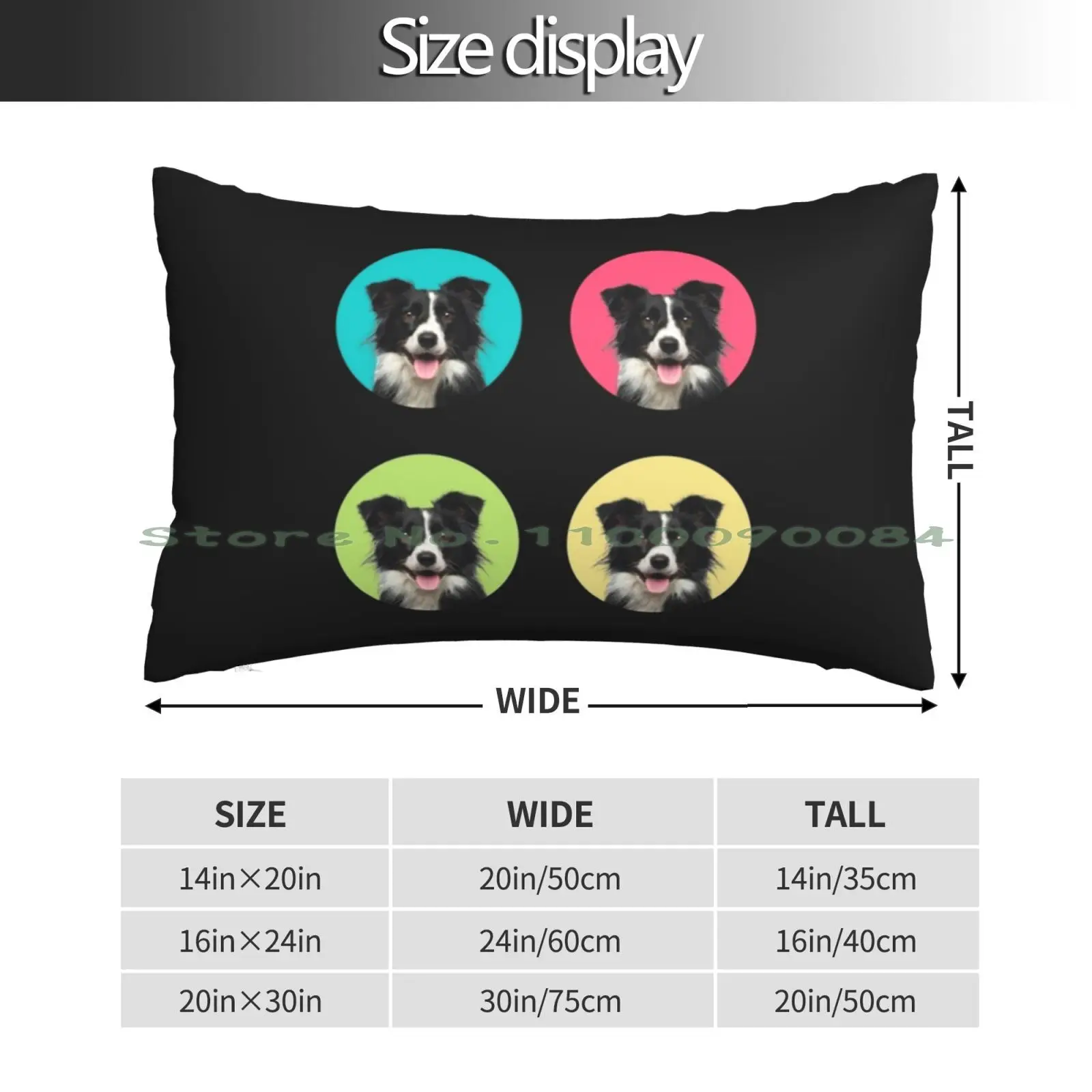 Cute Border Collie Dog Color Funny Border Collie Face Gift Pillow Case 20x30 50*75 Sofa Bedroom Jdm Japan Gazoo Racing Gr Yaris