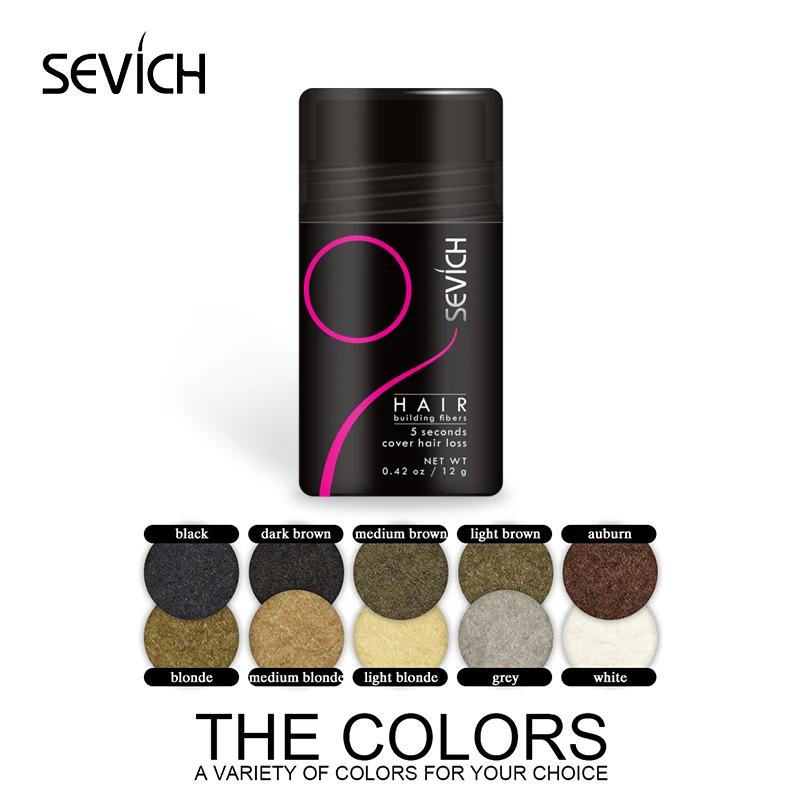 Sevich 12g hair building fiber spray hair loss keratin extension natural salon hairline concealer 10 color Keratin Hair Fibers