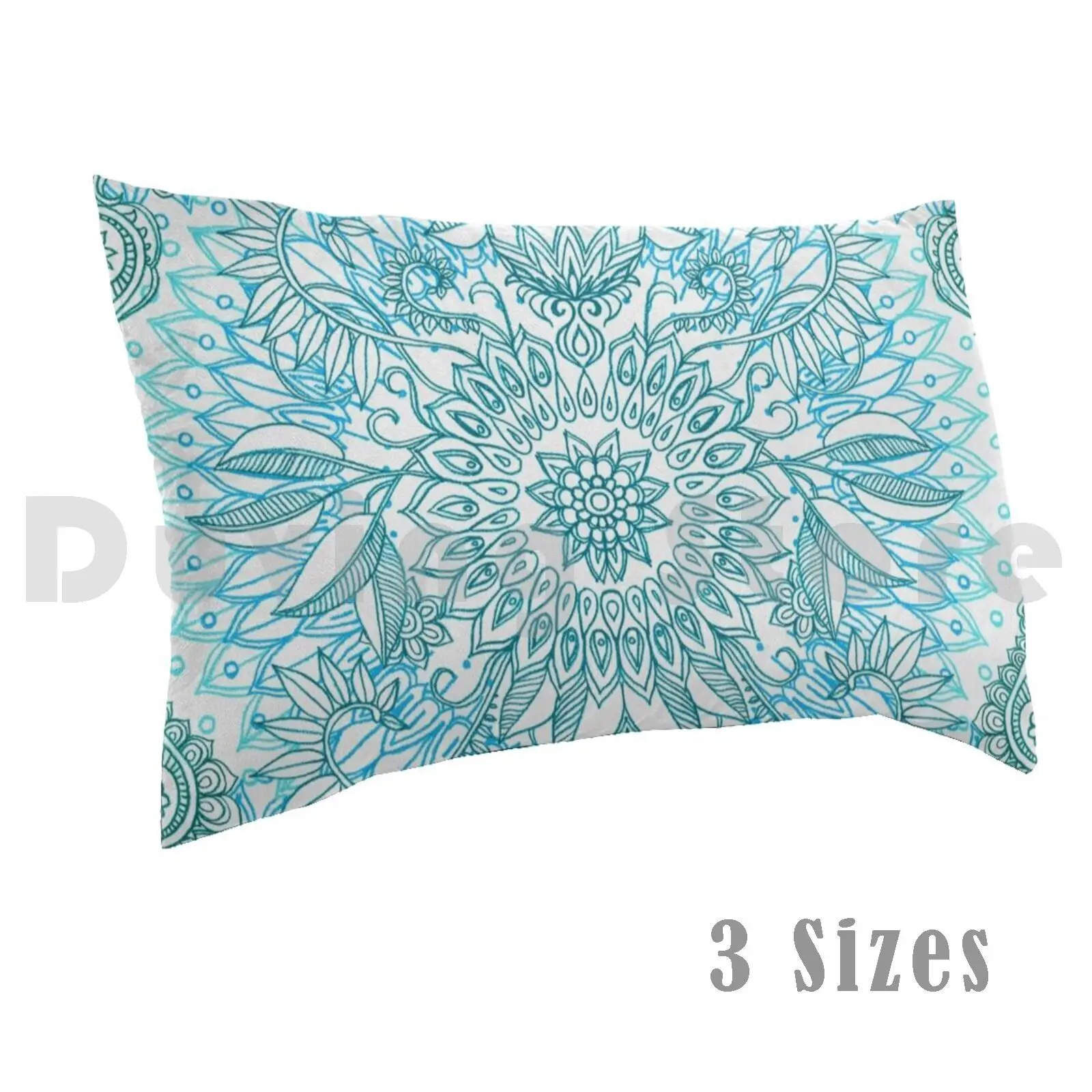 Turquoise Blue , Teal & White Protea Doodle Pattern Pillow Case Printed 35x50 Micklyn Protea Doodle Proteas