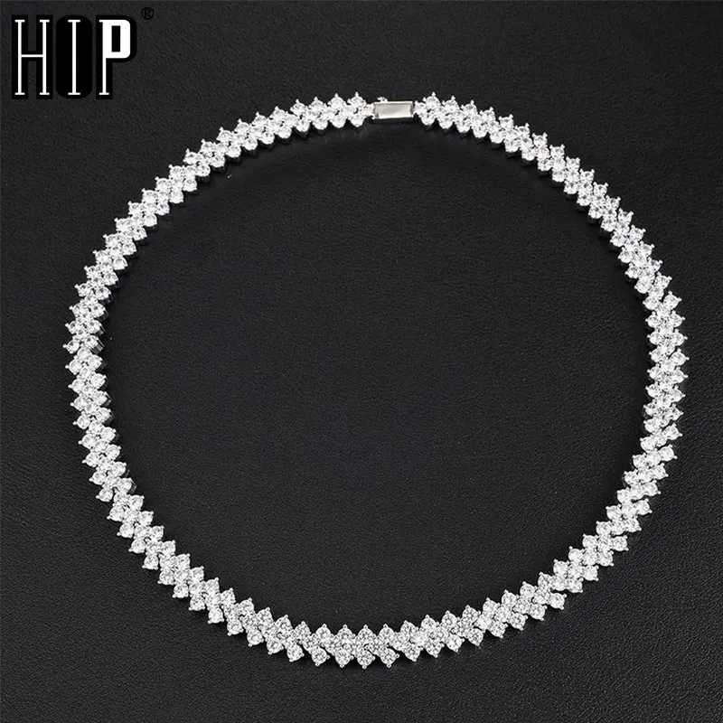 Hip Hop 10MM Bling Iced Out Rose Tennis Chain CZ Copper Setting AAA+ Cubic Zirconia Stones Chain Gold For Men Women Jewelry