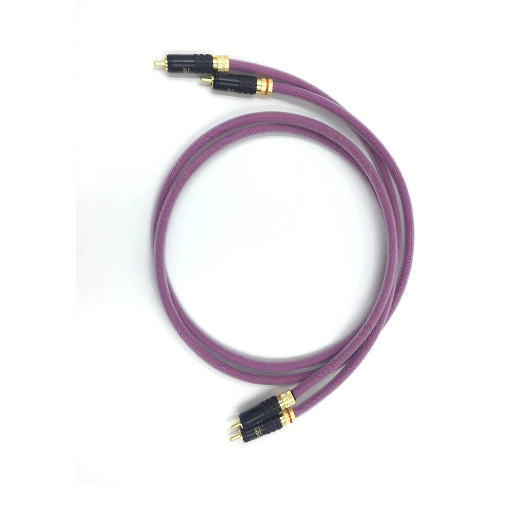 Hifi 1Pair Hifi OFC  RCA interconnect cable with 24K Gold platedRCA Plug HI-End RCA Interconnect Cable