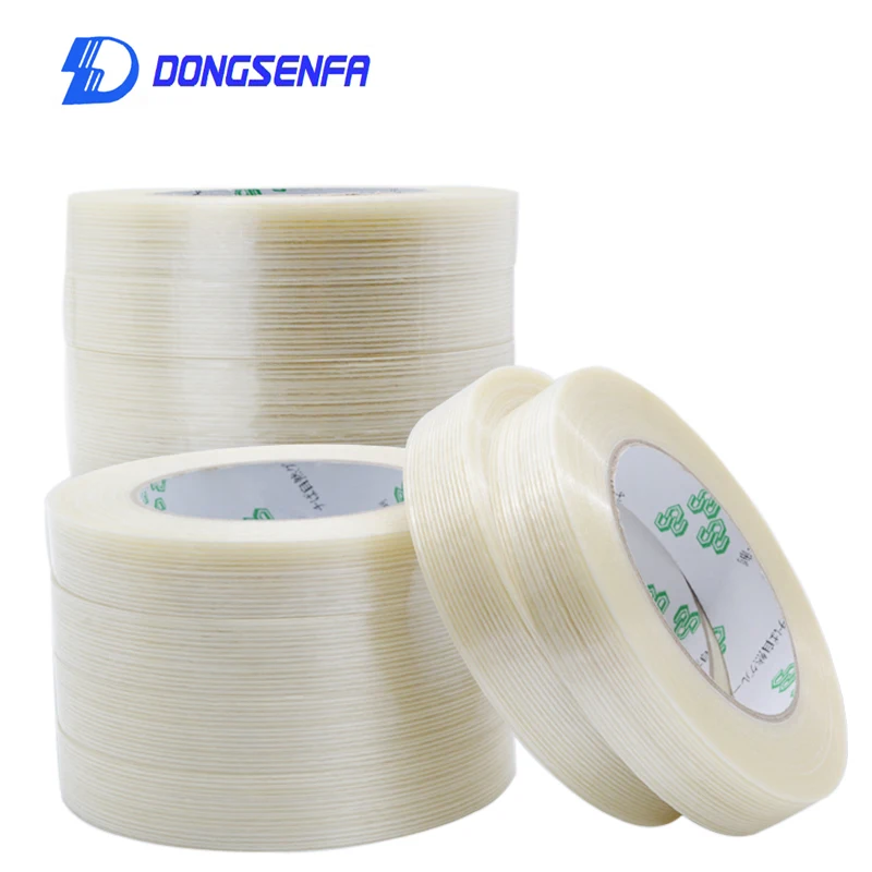 DONGSENFA 25M/Roll Transparent Glass  Fiber Tape Transparent Striped Single Side Adhesive Tape Sticky For Fixing And Packing