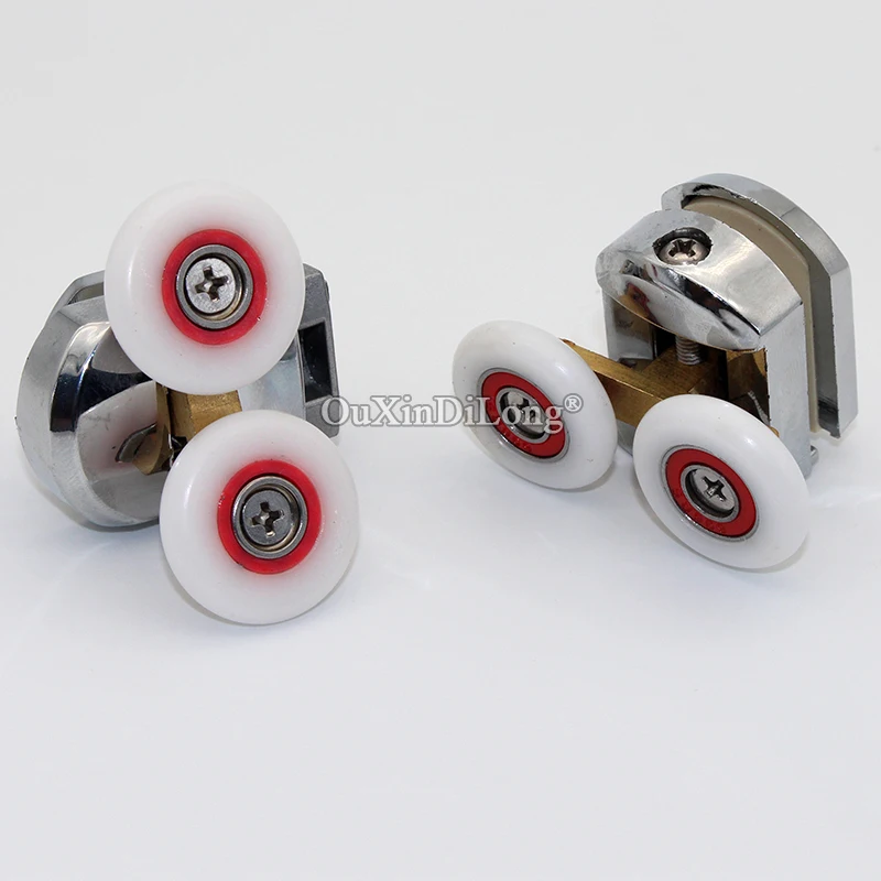 

4Pairs Butterfly Shower Door Rollers / Pulleys Copper Bearing + Nylon Double Swing Wheels Runners Diameter 26mm