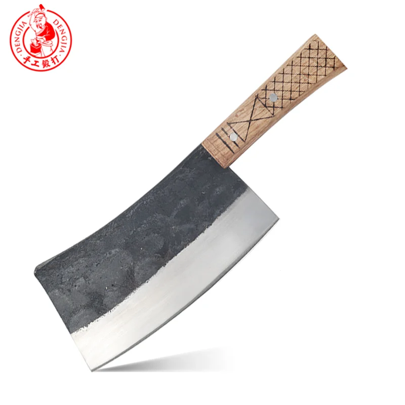 DENGJIA Butcher Knife Chinese Traditional Manual Forging Carbon Steel Chef Knife to Cut Bone Labor-Saving Handle Chopper