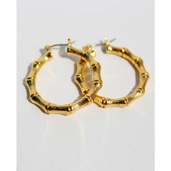 Earrings for Women 2021 Fashion Bamboo Hoops Jewelry Woman Hoop Earring Gold Plated Filled Bijouterie Female Creoles Piercing