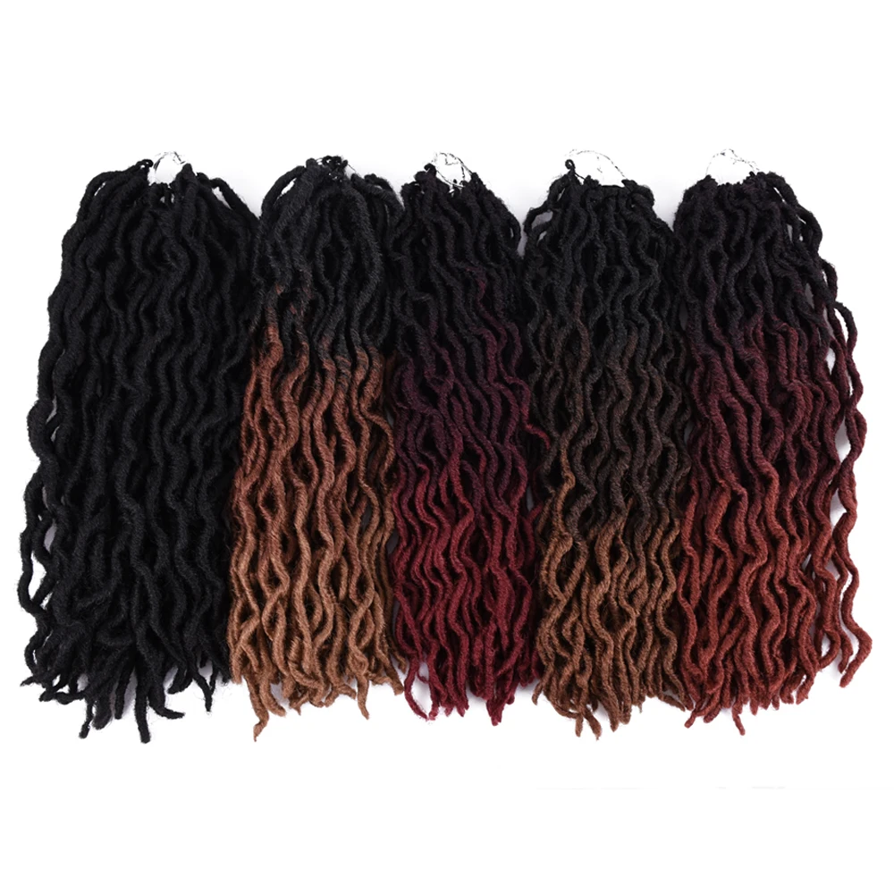 18inch Goddess Faux Locs Curly Synthetic Crochet Ombre Braiding Hair Soft Dreads Dreadlocks For Black Woman Extension