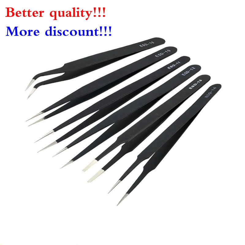 

Anti-static ESD Stainless Steel Tweezers Maintenance Tools Eyelashes Tweezers Industrial Curved Straight Tweezers Repair Tools