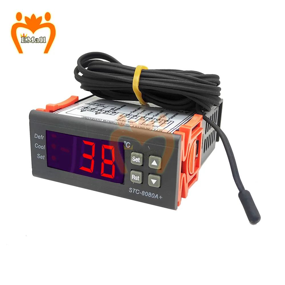 Imagem -03 - Refrigerador Termostato Controlador de Temperatura Refrigeração Automático Descongelar Temporizador Inteligente Sensor Ac110220v Stc8080a +