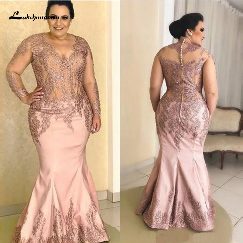 

Elegant Sexy Mermaid Mother of the Bride Dresses Lace for Long Sleeves V Neckline Appliqued Wedding Gowns vestidos de noite