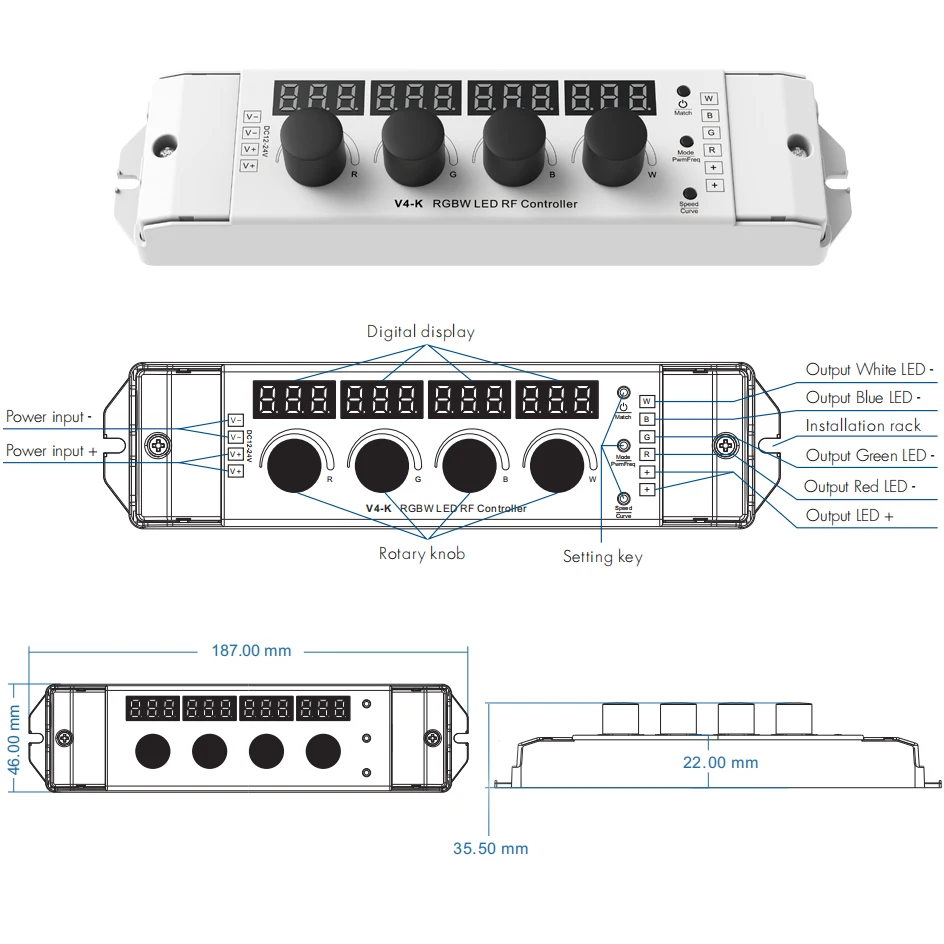 Imagem -04 - Controlador de Led de Alta Potência Canais Rgbw Rgb com Regulador de Intensidade 2.4g sem Fio 12v 24v 36v 5a 15a