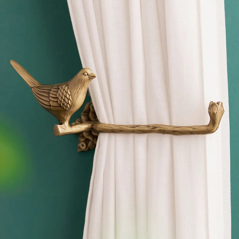 

Bird Brass Curtain Hook Vintage Copper Carved Curtain Buckle Tieback Home Decor Curtain Accessories Adhesive Metal Towel Rack