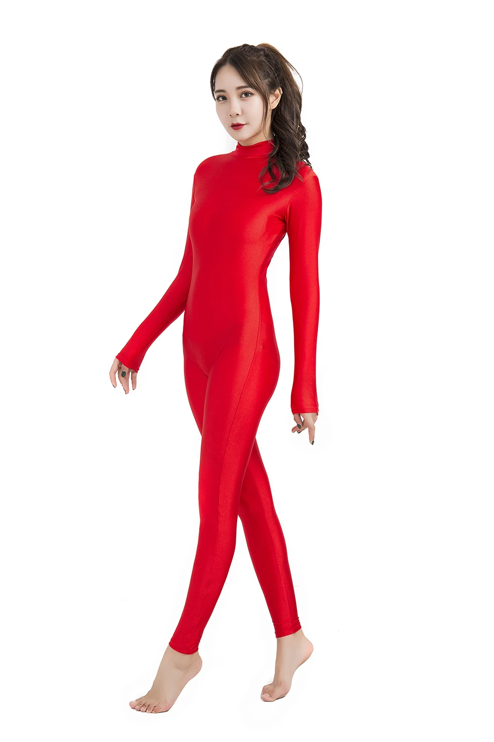 Speerise kobiety Turtleneck balet Dancewear Unitard z długim rękawem elastan odzież na jogę gimnastyka mężczyźni Zentai body Cosplay