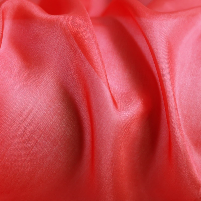 100 cm * 90 cm telas transparentes de gasa de seda roja súper fina Ponge de seda para boda 5 momme