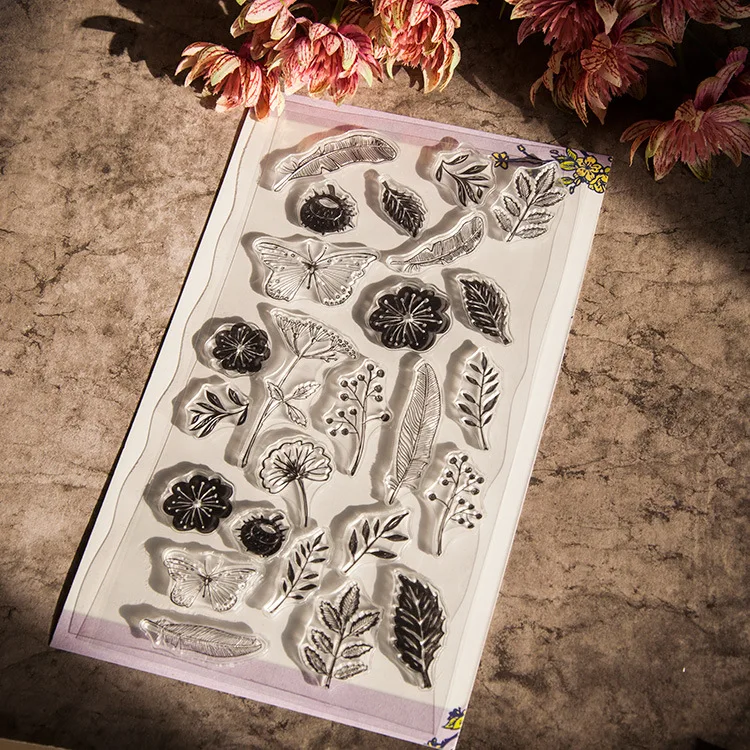 Butterfly Plant Decoration Transparent Stamp for DIY Clear Rubber Stamp Sheet Cling Scrapbooking Photo Album Papercard Diy Craft