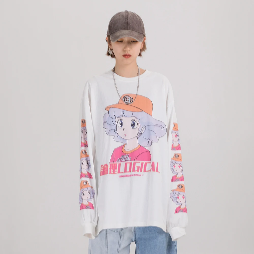 Japanese Harajuku Streetwear Kawaii T Shirt Anime Cartoon Long Sleeve Tee Shirts 2021 Spring Fashion Graphic Tees Men Clothing