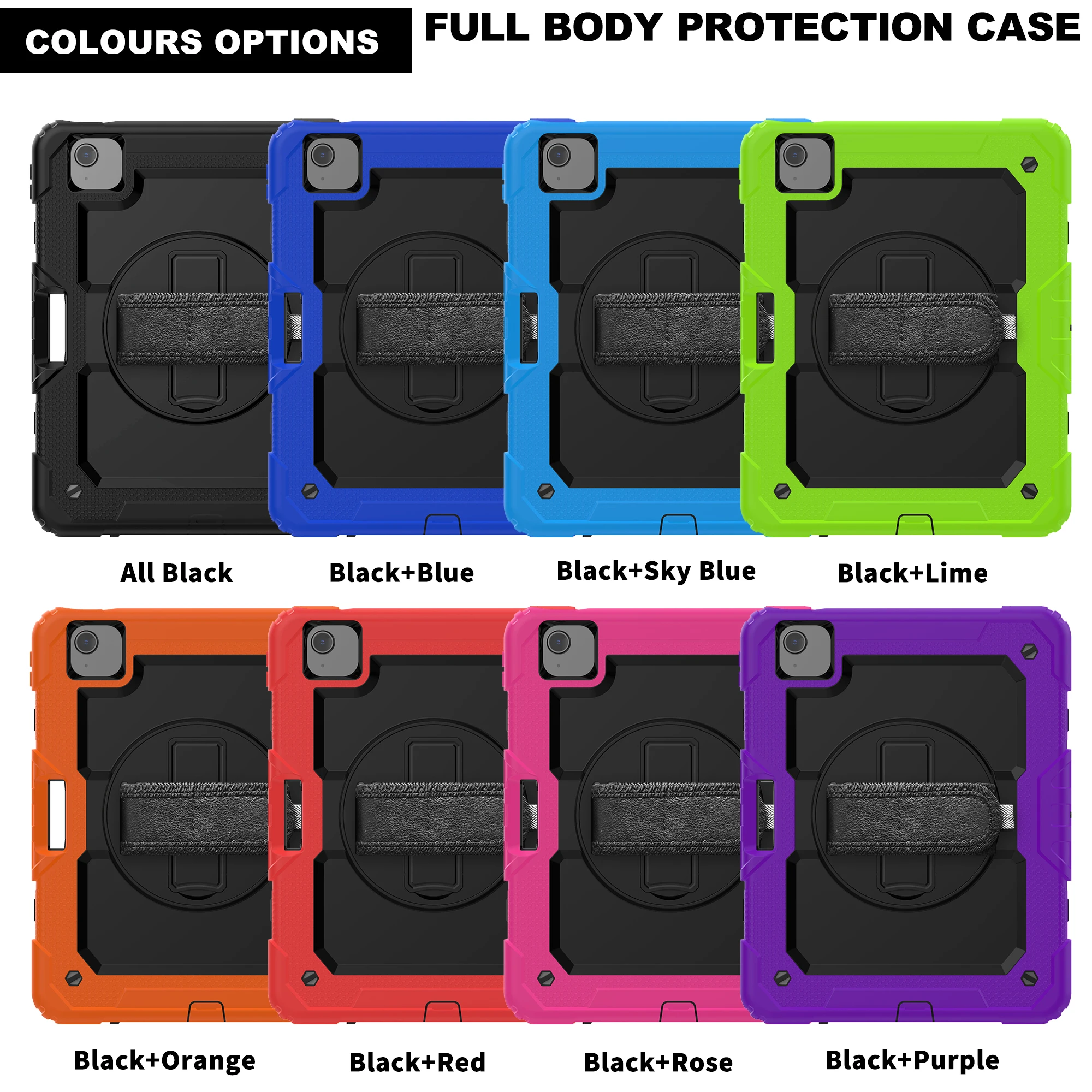 360 Rotation Shockproof Silicon Tablet Case for IPad 7th 8th 10.2 Mini Air 2 3 4 10.9 Case For IPad 5 6th 9.7 Pro 10.5 11” 2020