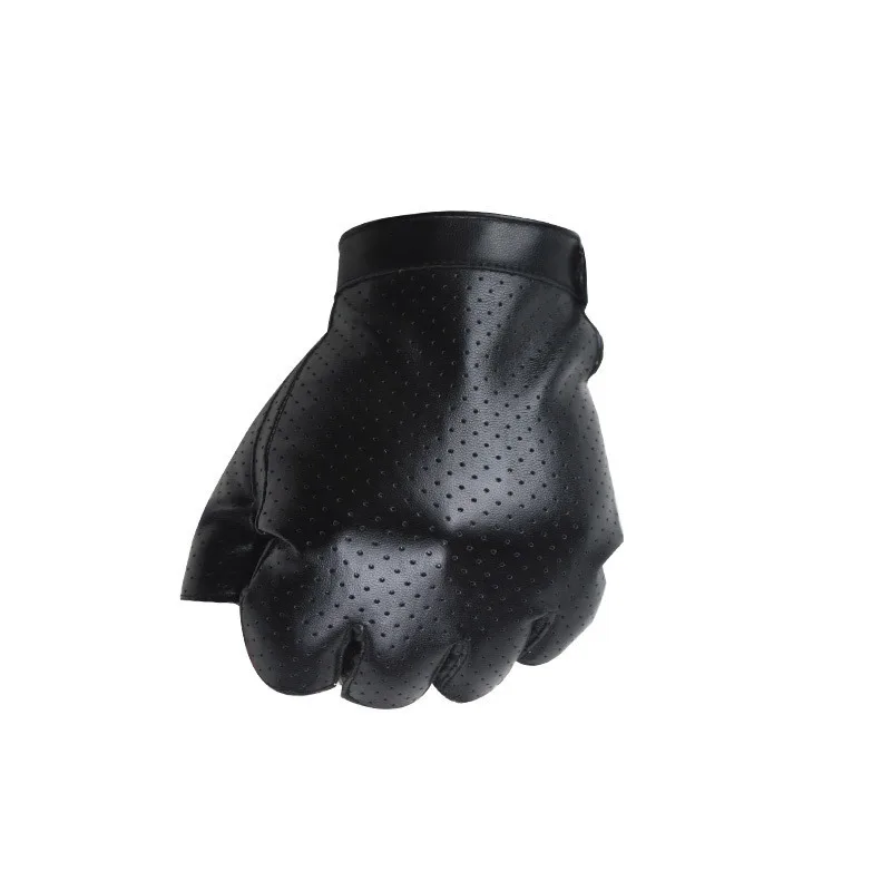 Men's leather half-finger hand, fingerless show hip-hop show diamond-studded photography gloves B6