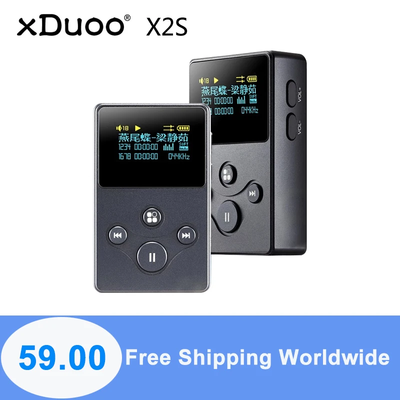 Xduoo-reprodutor de música portátil x2s, hi-res, dsd128 24bit, 192khz, 128gb, oled, reprodutor de mp3