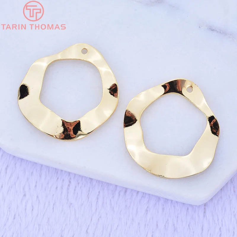 (156)6PCS 23.5x22MM 24K Gold Color Plated Brass Hollow Irregular Charms Pendants High Quality DIY Jewelry Making Findings