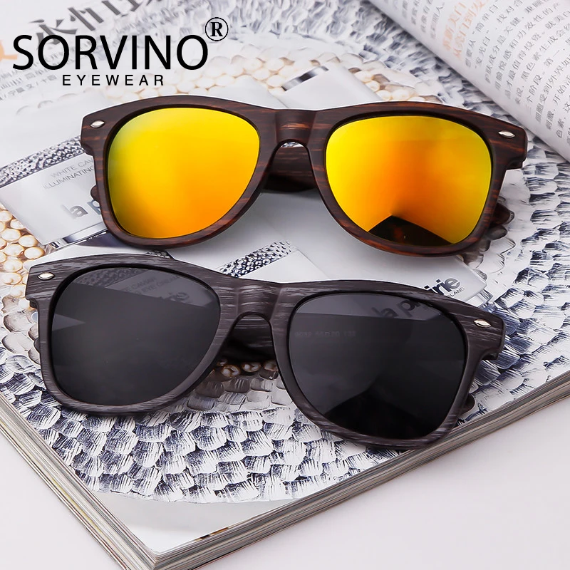 Vintage Square Sunglasses Men Designer Wood Rivets Mirror Film Lens Male Driving Outdoor Sun Glasses Women Shade Eyewear UV400