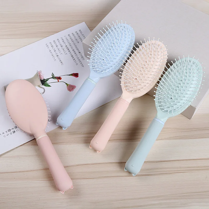 New Style Elliptical Plastic Airbag Comb Cartoon Handle Manufacturer Practical Hairdressing Massage  Barber Accessories