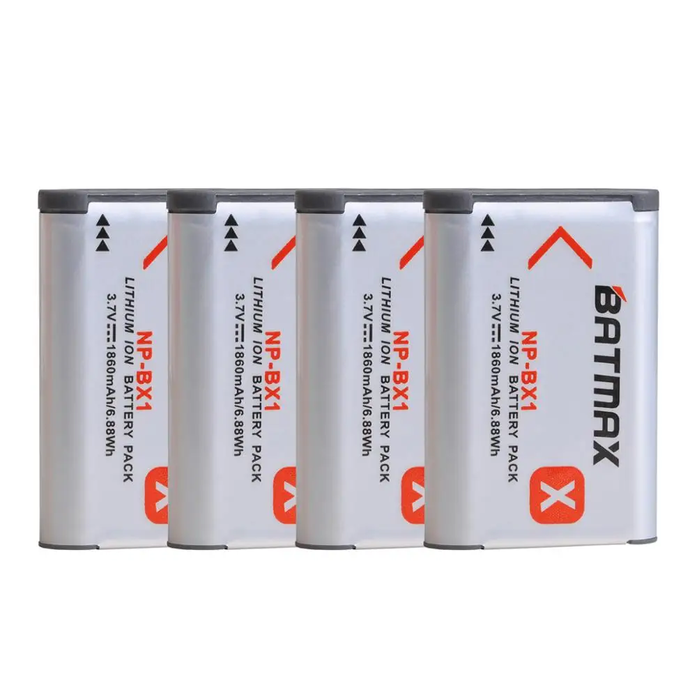 4x 1860mAh NP-BX1 NP BX1 Battery + LCD USB Charger with Type C for Sony DSC RX1 RX100 M3 M2 RX1R WX300 HX300 HX400 HX50 HX60