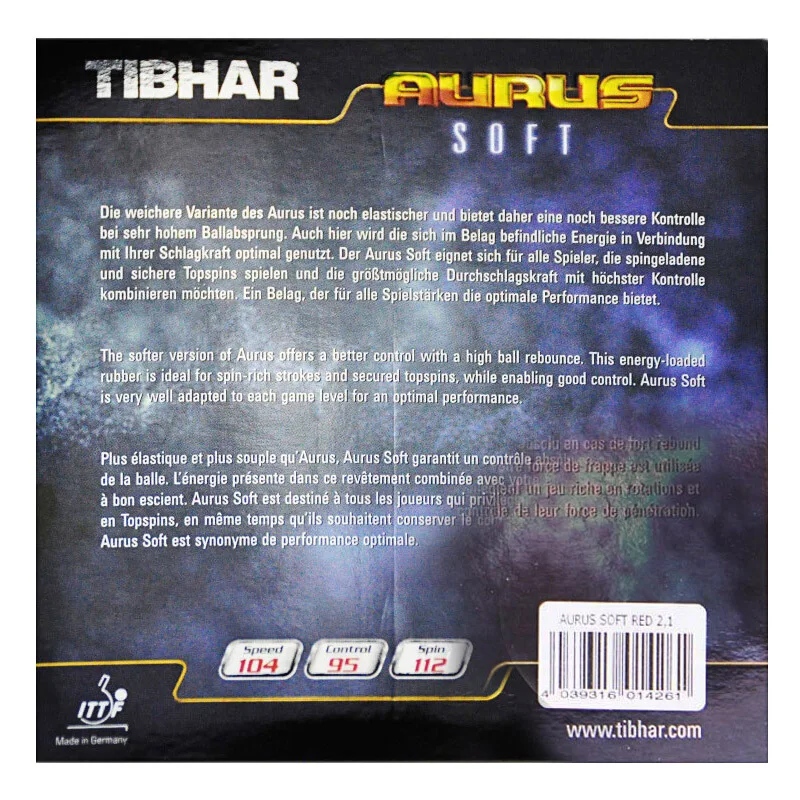 TIBHAR AURUS / AURUS SOUND / SOFT Original TIBHAR Tischtennis-Gummi-Ping-Pong-Schwamm – Detail 3