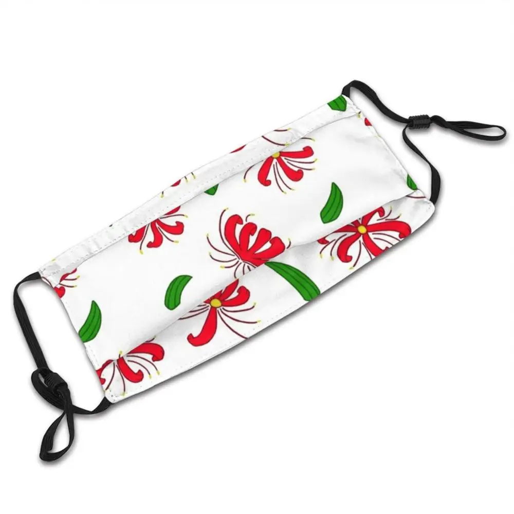 Red Spider Lily Flower-White Custom Pattern Washable Filter Pm2.5 Adult Kids Mask Red Spider Lily Flower