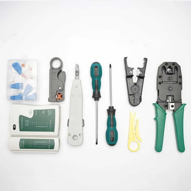Kit de herramientas de reparación de red LAN portátil, probador de Cable Utp y alicates de crimpado, pinza de enchufe, PC, RJ45, RJ11, RJ12, CAT5,