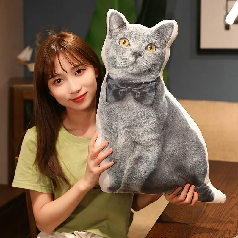 50CM Simulation British Shorthair Cat Plush Toys 3D Printed Animal Pillow Cushion Stuffed Home Decor Birthday Gifts